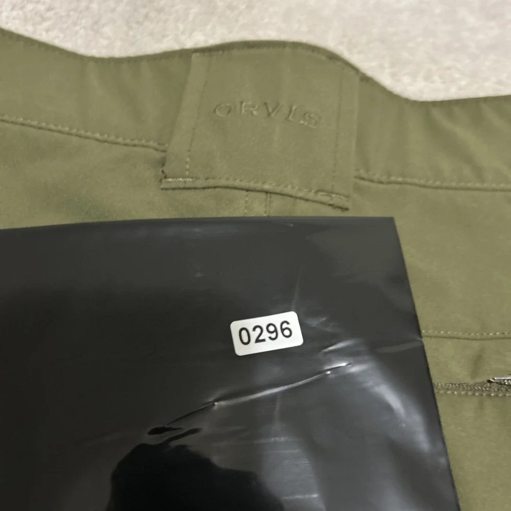 Orvis Stretch Cargo Shorts Mens 38 Olive Army Green Wicking Performance Hiking